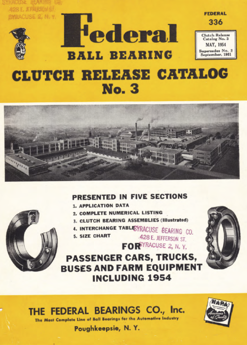 1929-1954 Federal Ball Bearing Clutch Release Parts Catalog - PDF