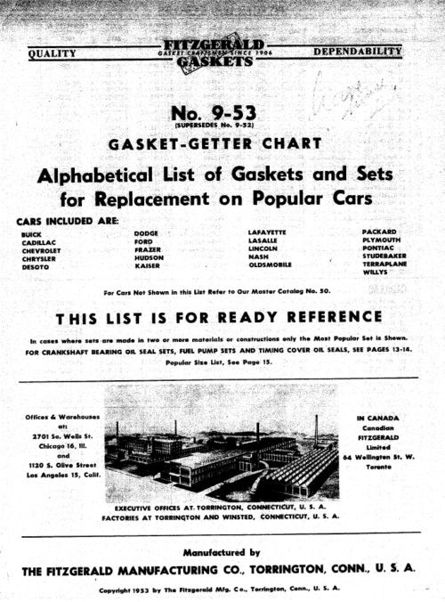 1934-1953 Fitzgerald Gasket Catalog - PDF