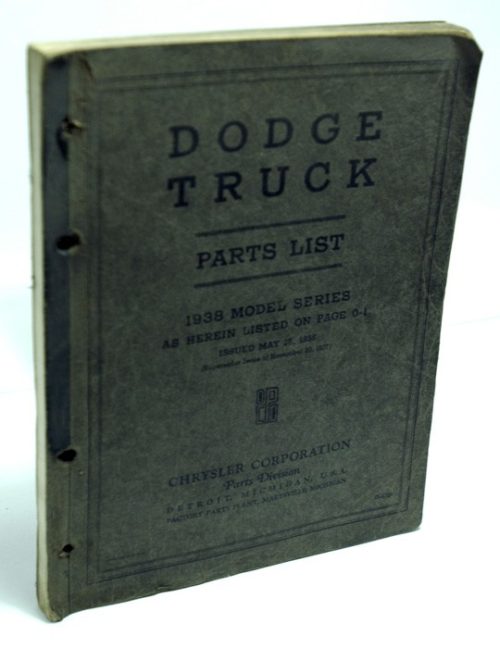 1938 Dodge Truck Parts List Book
