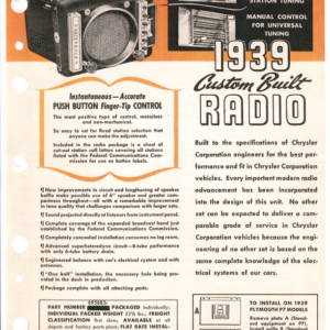 1939 Chrysler Dealer Accessory Sheets - PDF