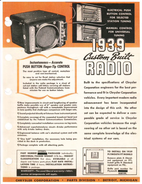 1939 Chrysler Dealer Accessory Sheets - PDF