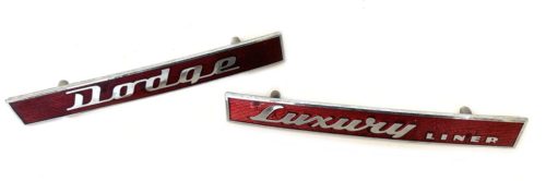 1941 NOS Dodge D19 Luxury Liner Grille Nameplate Emblems Set