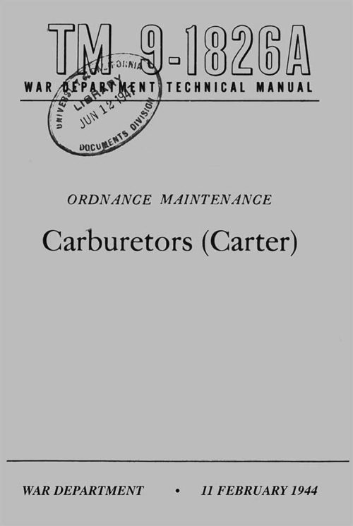 1944 War Department Carter Carburetor Service Manual PDF