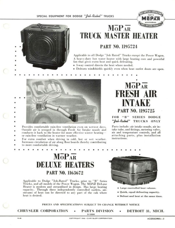 1948-1953 Dodge "Job Rated" Truck Special Equipment PDF Catalog - Image 5