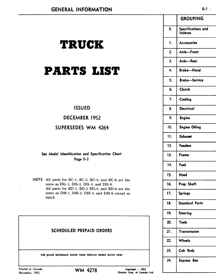 1953 dodge truck shop parts