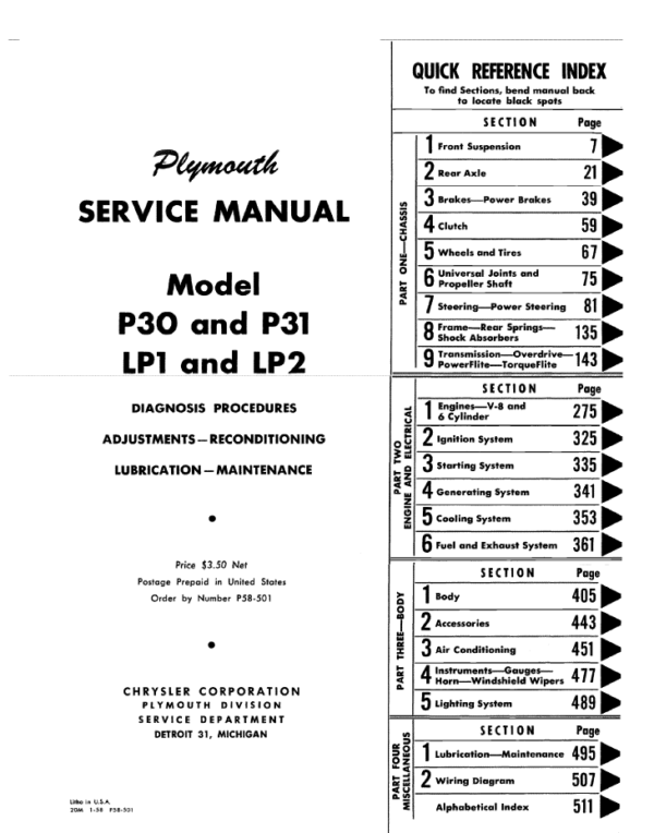 1957-1958 Plymouth Service Manual PDF - Image 2