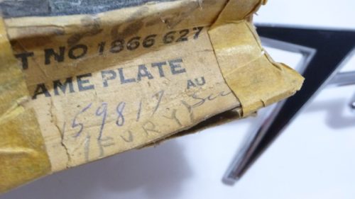 1959 Plymouth Fury Quarter Panel Nameplate - NOS - Image 4