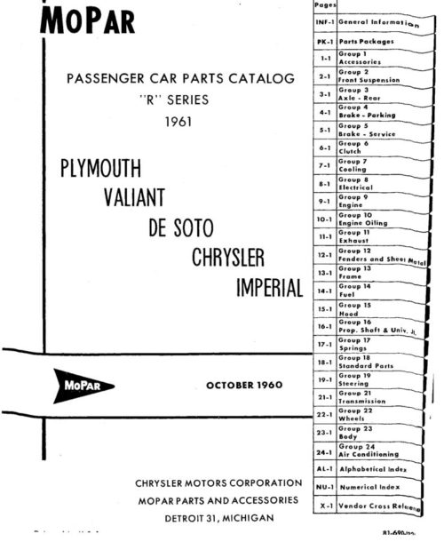 1961 MoPar Passenger Car Parts "R" Series Catalog PDF - Image 7