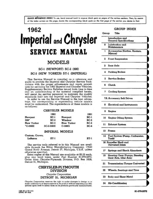 1962 Chrysler-Imperial Service Repair Manual PDF - Image 4