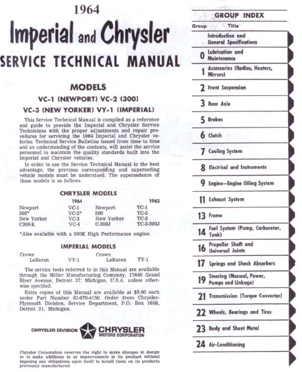 1964 Chrysler and Imperial Service Repair Manual PDF - Image 4