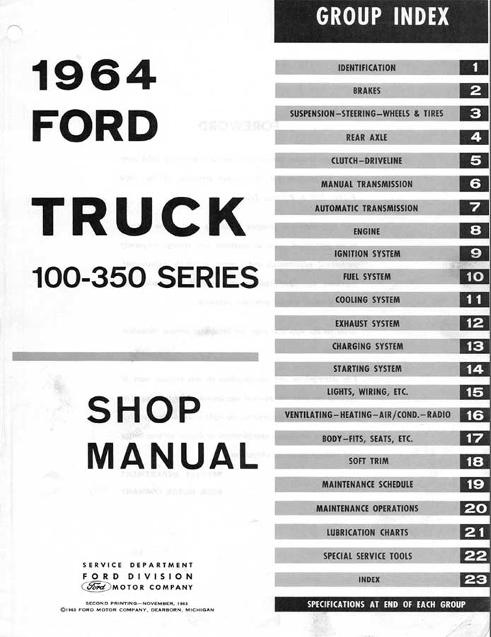 1964 Ford Truck 100-350 Workshop Service Manual - Image 2