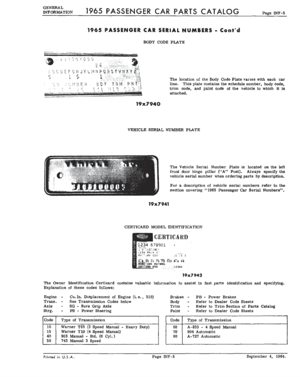 1965 Chrysler Parts Passenger Car Parts Catalog PDF - Image 5
