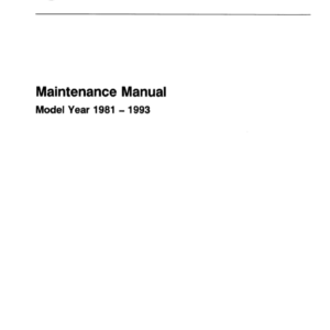 1981-1993 Mercedes Benz Series 107, 123, 124, 126, 129, 140, 201 - Maintenance Manual
