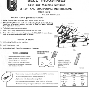 Vintage Bell Nielsen Set-Up and Sharpening Instructions PDF