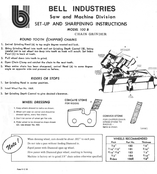 Vintage Bell Nielsen Set-Up and Sharpening Instructions PDF
