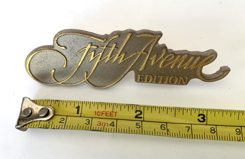 NOS Chrysler Fifth Avenue Edition Gold Metal Sail Door Emblem - Image 3